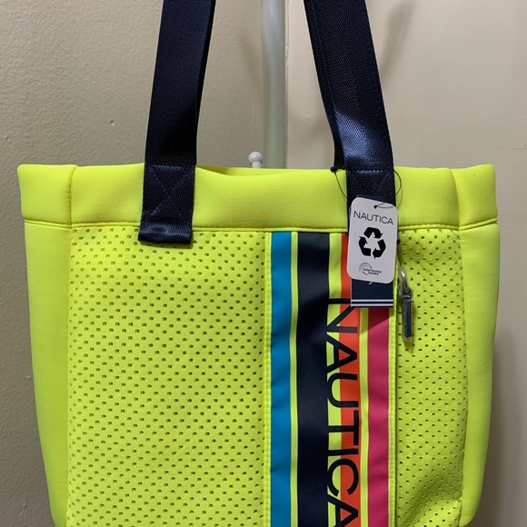 NWT NAUTICA -Jetty Logo Tote Bag in Neon - Picture 3 of 5